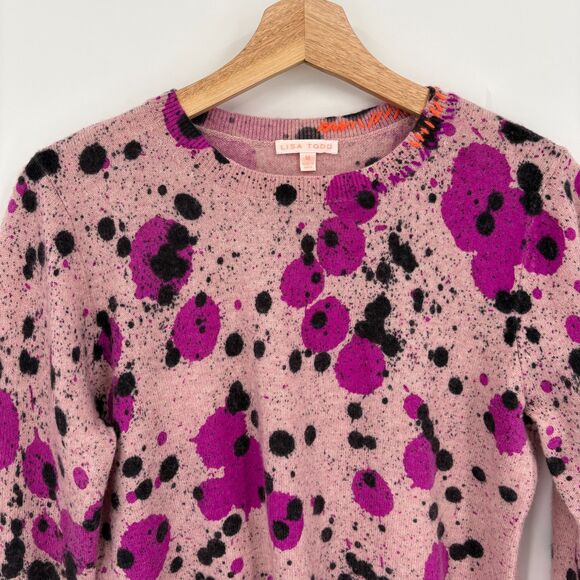 Lisa Todd Splatter Wool & Cashmere-Blend Sweater in Primrose, Size Medium - Picture 5 of 12